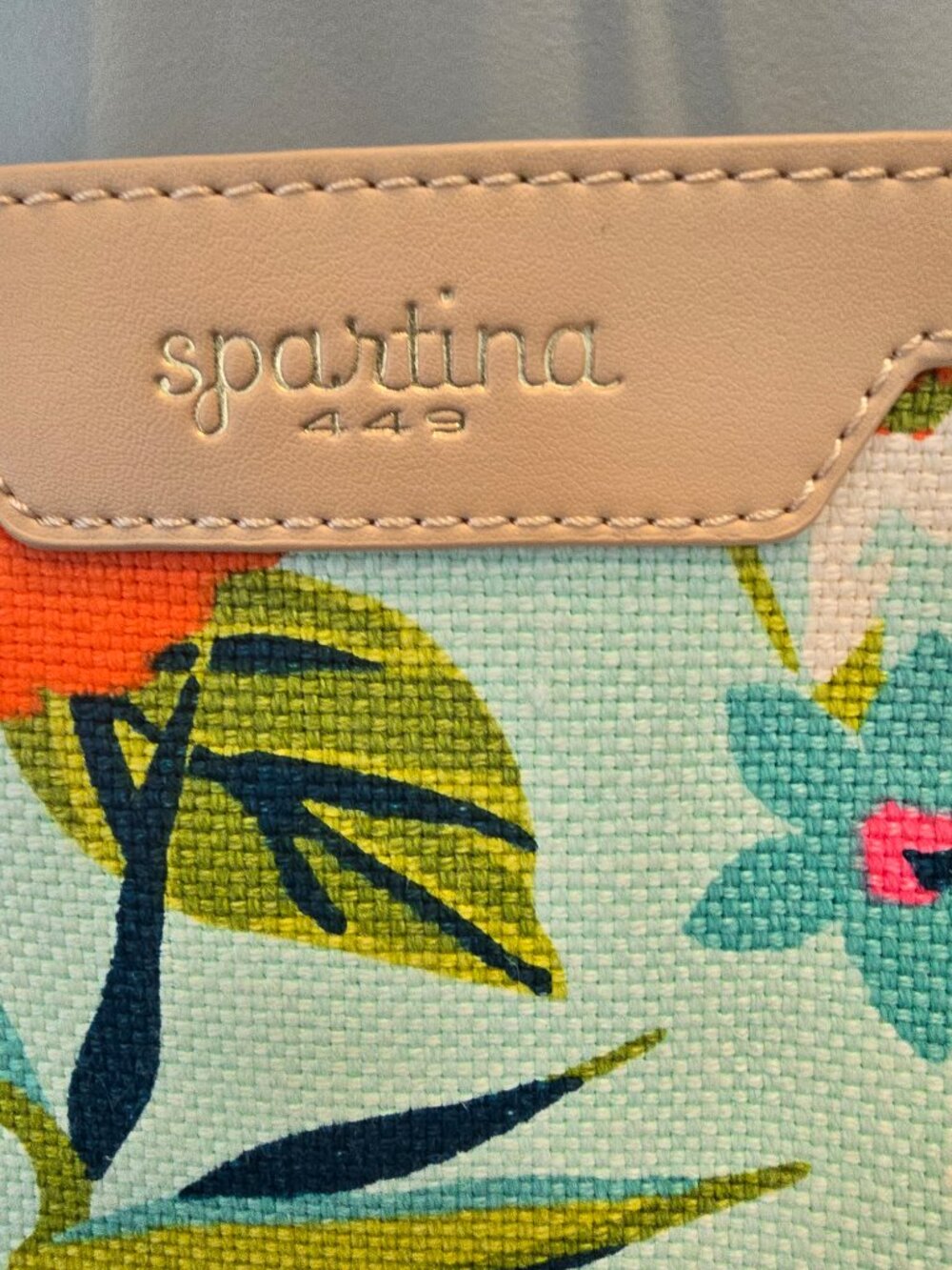 NWOT Spartina 449 Midsize Island Tote, Signature Linen & Leather - Picture 8 of 8
